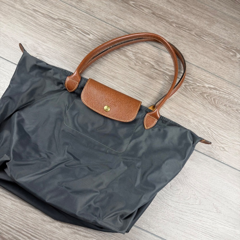 Longchamp Womens Le Pliage Large Shoulder Tote Bag Grey Large